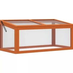 Outsunny Mini växthus med lock, orange, Tannenholz/Polykarbonat, 90x46x40cm