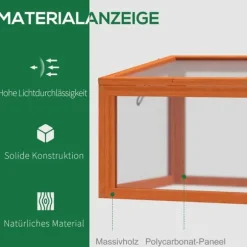 Outsunny Mini växthus med lock, orange, Tannenholz/Polykarbonat, 90x46x40cm