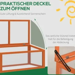 Outsunny Mini växthus med lock, orange, Tannenholz/Polykarbonat, 90x46x40cm