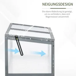 Outsunny Miniväxthus i Gran och Polykarbonat, Grått, 90x46x40cm