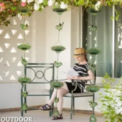 Outsunny Regnkedjor i Metall (Grön), 3-delat set, 123 cm