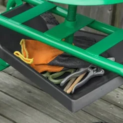 Outsunny Trädgårdsvagn med Svängbar Sits, Höjdjusterbar - Grön Metall, 150 kg