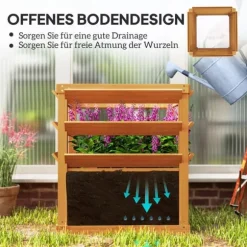 Outsunny Upphöjd planteringslåda med Spaljé Palisander Trädgrård 65x65x73cm