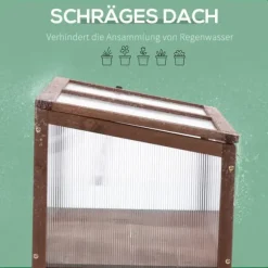 Outsunny Upphöjd planteringslåda i granträ, Växthusbord med PC-skiva, för trädgård och balkong, brun, 90x50x93cm