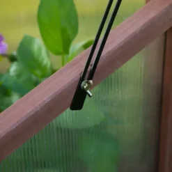 Outsunny Upphöjd planteringslåda i granträ, Växthusbord med PC-skiva, för trädgård och balkong, brun, 90x50x93cm