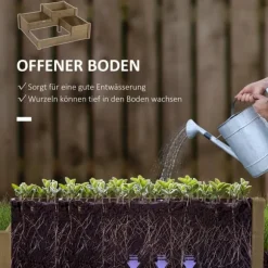 Outsunny Upph`ojt odlingslada i Tannenholz, planteringslada med flera nivaer for terrass & balkong, Brun