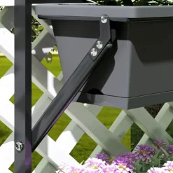 Outsunny Vertikal Växtställ i Mörkgrått Stål och Plast, 56x42 cm, 3 Krukor