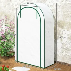 Outsunny Växthus 100x45x160cm - Vitt Folieväxthus med Hyllyor och Dörr