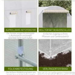 Outsunny Växthus 350x200x200cm Folieväxthus, för trädgård