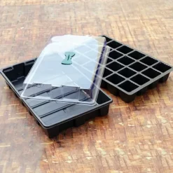 3-pack 24 celler plantor plantlåda plast blomträdgård plantskola kruka planteringsfrölåda kit med lock trädgårdsodlingslåda