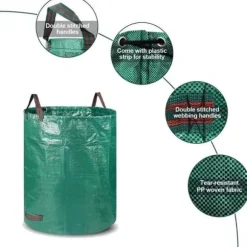 3-pack 72 gallon trädgårdsavfallspåsar, återanvändbara trädgårdspåsar, trädgårdspåsar, avfallsbehållare A386