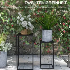 2-pack blomsterställ i svart stål - industriell design