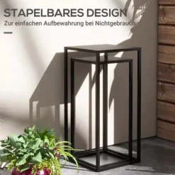 2-pack blomsterställ i svart stål - industriell design