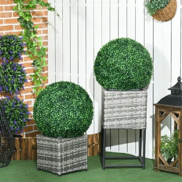 2-pack buxbomkulor 50 cm konstgjorda, plast, för hem, kontor & trädgård