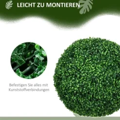 2-pack buxbomkulor 50 cm konstgjorda, plast, för hem, kontor & trädgård