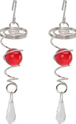 2-pack Gazing Ball Spiral Vindsvängstabilisator Rostfritt Stål Spiral Vindspel För Utomhusbruk (Röd)