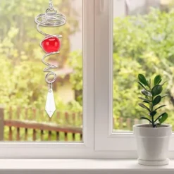 2-pack Gazing Ball Spiral Vindsvängstabilisator Rostfritt Stål Spiral Vindspel För Utomhusbruk (Röd)