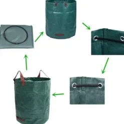 3-pack Heavy Duty 272L trädgårdssoppåsar med 4 robusta bärhandtag för att öka stabiliteten, Reus[78]