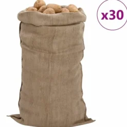 30-pack jutesäckar - Ekologiska och multifunktionella | Storlek: 65x135 cm | 100% Jute | 340 gsm