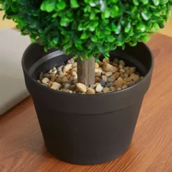 2-pack konstgjord buxbom 60 cm dubbelkula, UV-skydd, för hem & trädgård