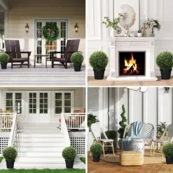 2-pack konstgjord ceder 45 cm med kruka, dekorativa växter för hem & trädgård