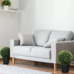 2-pack konstgjord ceder 45 cm med kruka, dekorativa växter för hem & trädgård