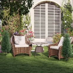 2-pack konstgjord cypress 100 cm med jordspjut, naturtrogen för trädgård & hem