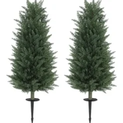 2-pack konstgjord cypress 100 cm med jordspjut, naturtrogen för trädgård & hem