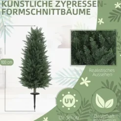 2-pack konstgjord cypress 100 cm med jordspjut, naturtrogen för trädgård & hem