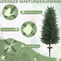 2-pack konstgjord cypress 100 cm med jordspjut, naturtrogen för trädgård & hem