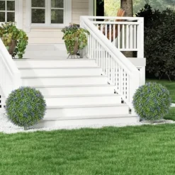 2-pack konstgjord lavendel 60 cm UV-skydd med markspjut, för hem & trädgård