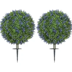 2-pack konstgjord lavendel 60 cm UV-skydd med markspjut, för hem & trädgård