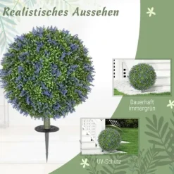 2-pack konstgjord lavendel 60 cm UV-skydd med markspjut, för hem & trädgård