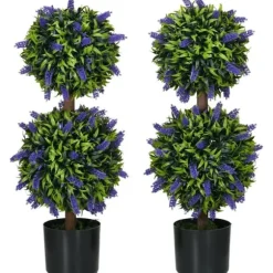 2-pack konstgjord lavendel 70 cm med kruka, UV-skydd, för hem & trädgård