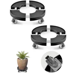 2-pack Rund Soptunnevagn, 15-22,8 tum Justerbar, Plastbehållare av Hög Kvalitet