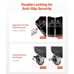 2-pack Rund Soptunnevagn, 15-22,8 tum Justerbar, Plastbehållare av Hög Kvalitet