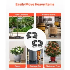 2-pack Rund Soptunnevagn, 15-22,8 tum Justerbar, Plastbehållare av Hög Kvalitet