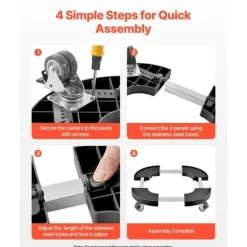 2-pack Rund Soptunnevagn, 15-22,8 tum Justerbar, Plastbehållare av Hög Kvalitet