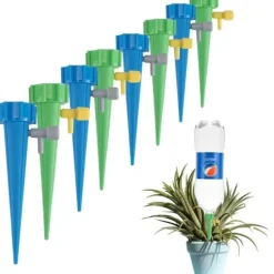 24-pack självvattnande spikar för växt, utomhusautomatisk växtvattnare, insatsenheter med justerbar ventilbrytare