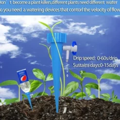 24-pack självvattnande spikar för växt, utomhusautomatisk växtvattnare, insatsenheter med justerbar ventilbrytare