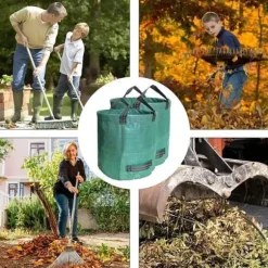 2-pack trädgårdsavfallspåsar - 272L trädgårdsavfallspåsar - Kraftig polypropen (PP) Gröna avfallspåsar A96