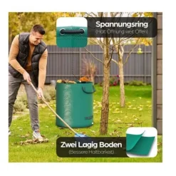 3-pack trädgårdsavfallspåsar - 272 L - Trädgårdspåsar - Lövgräspåsar - Fristående - Stabil - Vattentät - UV-beständig