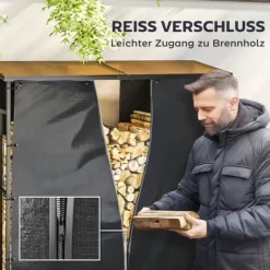 2-pack överdrag för vedställ 174 cm, vattentätt 600D oxford, UV-skydd, passar 176B x 163/175H cm, svart