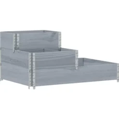 Pallkrage 3 nivåer grå 120x80 cm massiv furu