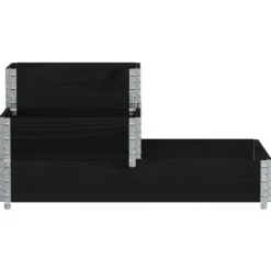 Pallkrage 3 nivåer svart 120x80 cm massiv furu