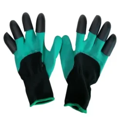 Par trädgårdshandskar med fingertoppar, klor, skyddande arbetshandskar för plantering, grävning, ogräsrensning, sådd, stickhandskar med 8 klor