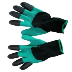 Par trädgårdshandskar med fingertoppar, klor, skyddande arbetshandskar för plantering, grävning, ogräsrensning, sådd, stickhandskar med 8 klor