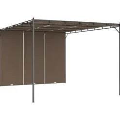 Partytält & paviljoner - Living Trädgårdspaviljong med draperier 4x3x2,25 m taupe