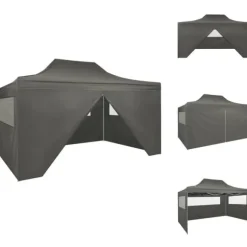 Partytält & paviljoner - Living Pop-Up hopfällbart partytält med 4 sidoväggar 3x4,5 m antracit