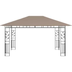 Partytält & paviljoner - Living Paviljong myggnät och ljusslinga LED 4x3x2,73 m taupe 180 g/m²